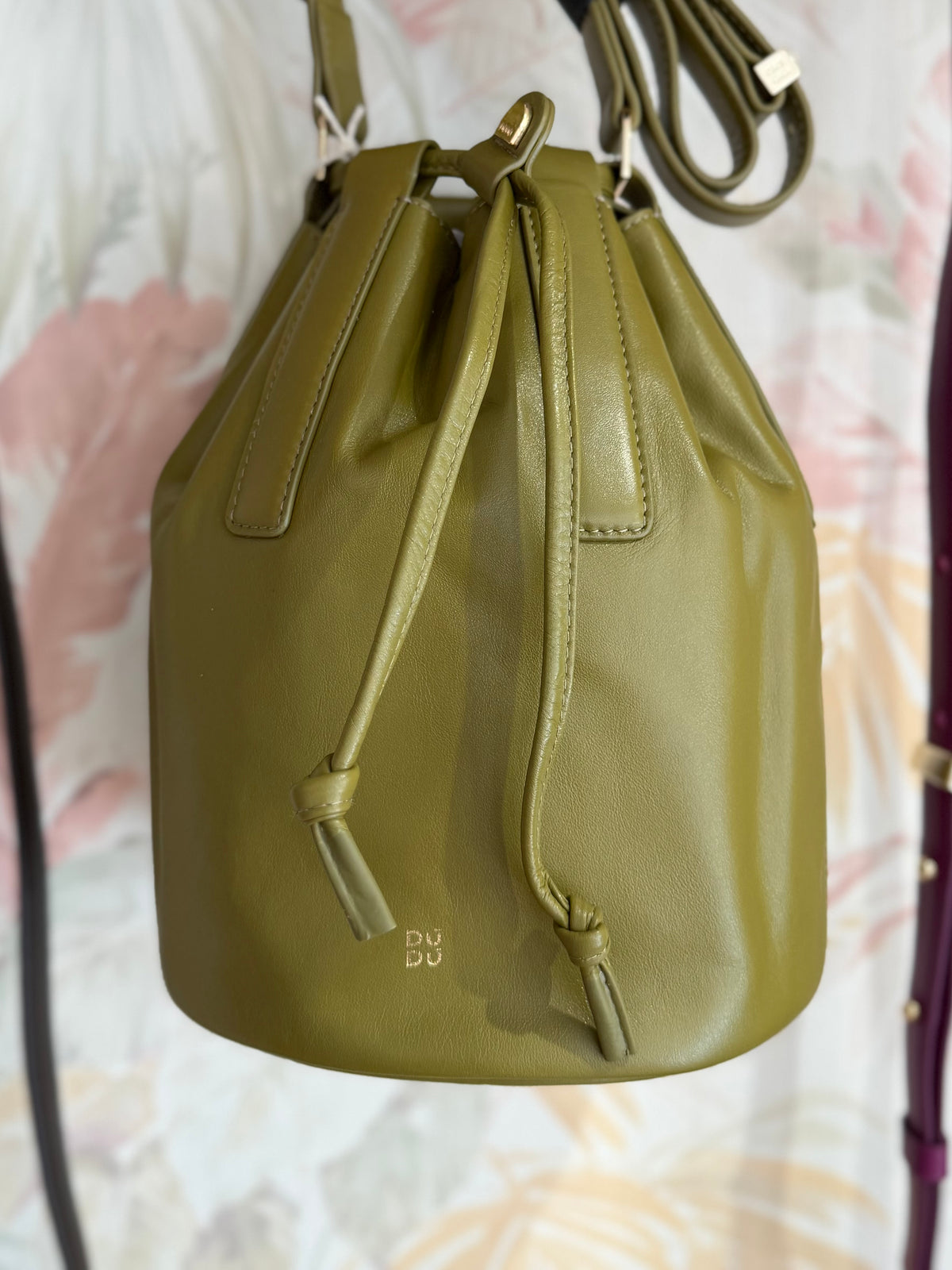 Borsa in pelle con coulisse - VERDE OLIVA