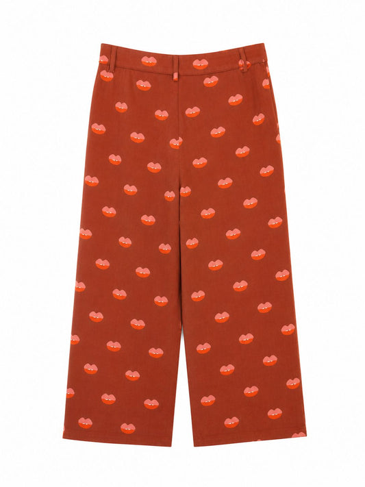 Pantalone fantasia labbra - MATTONE