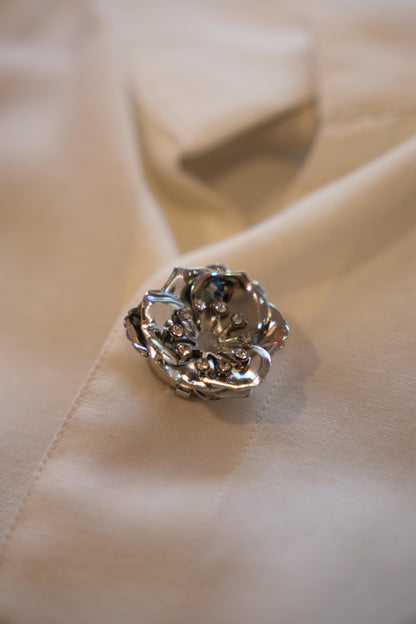 Copribottoni fiore zirconi - ARGENTO