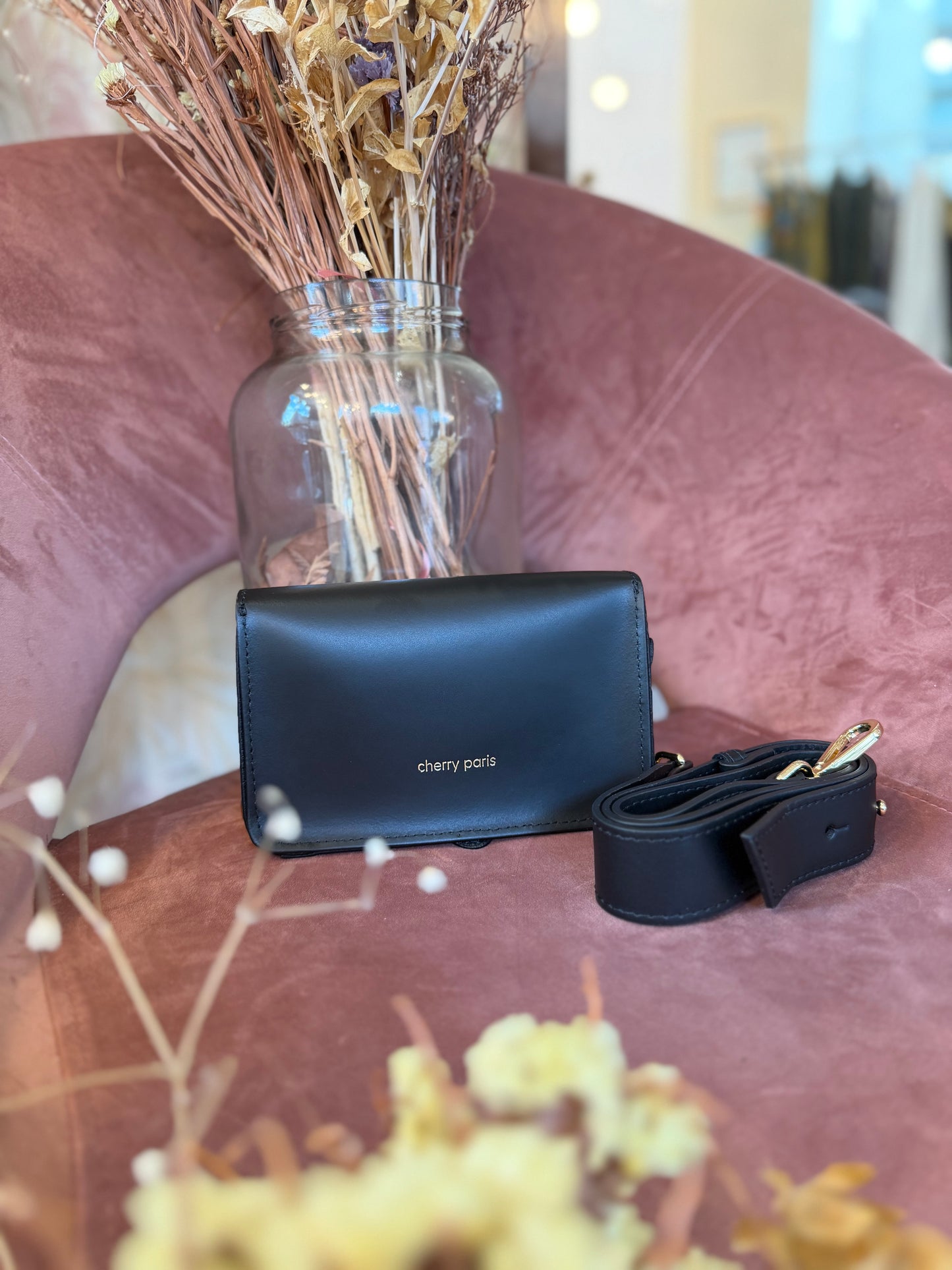 Borsa PHILOMENE a tracolla in pelle - NERO