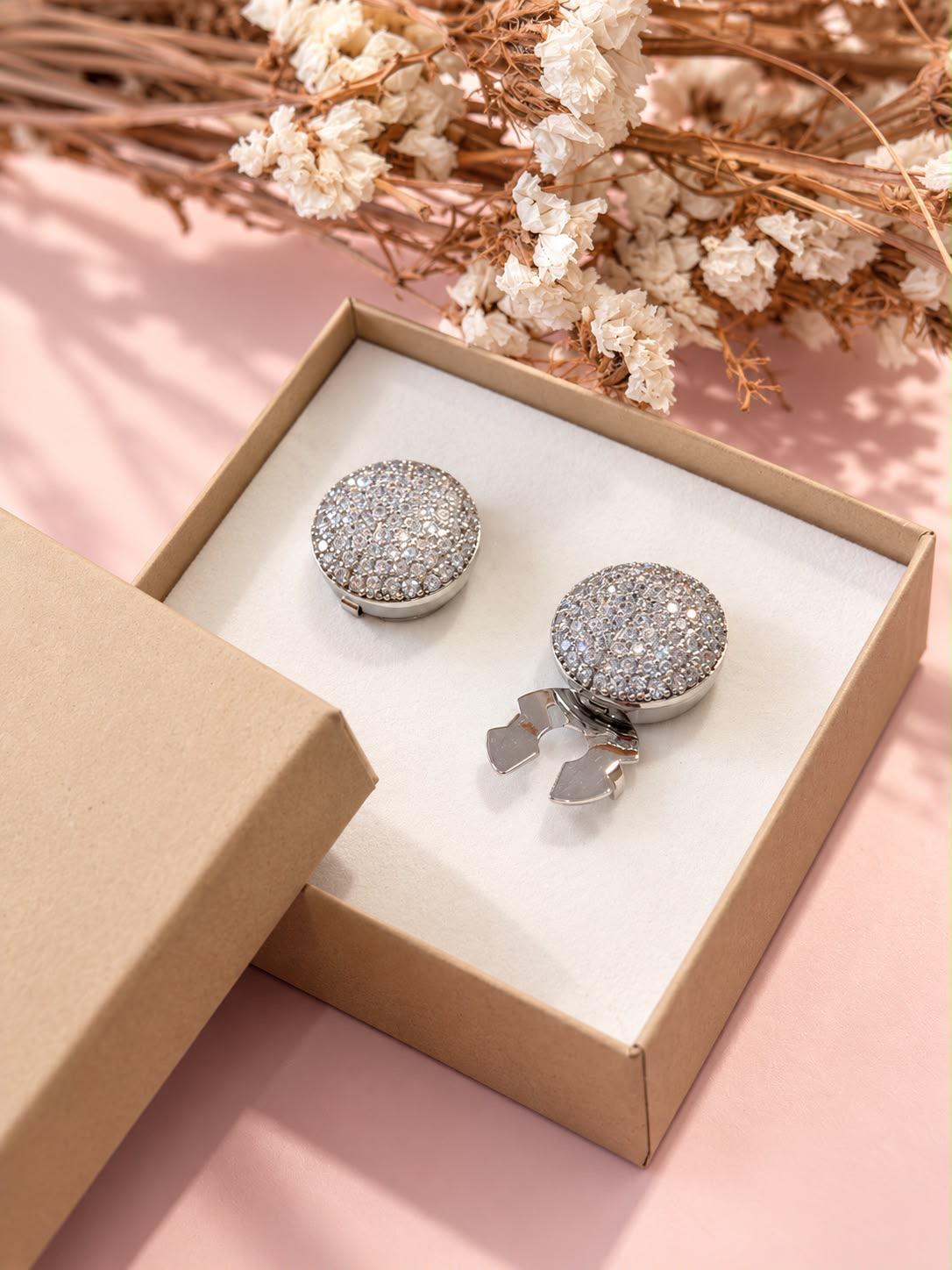 Copribottone strass - ARGENTO