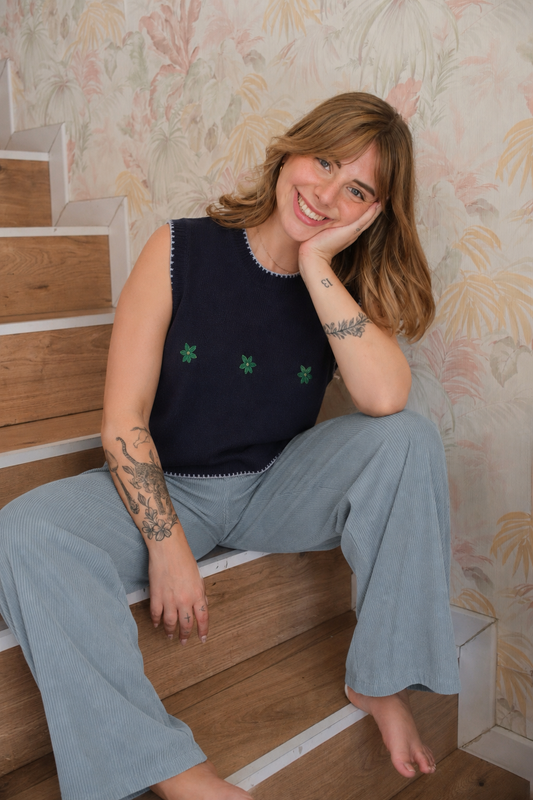 Pantalone a costine - AZZURRO