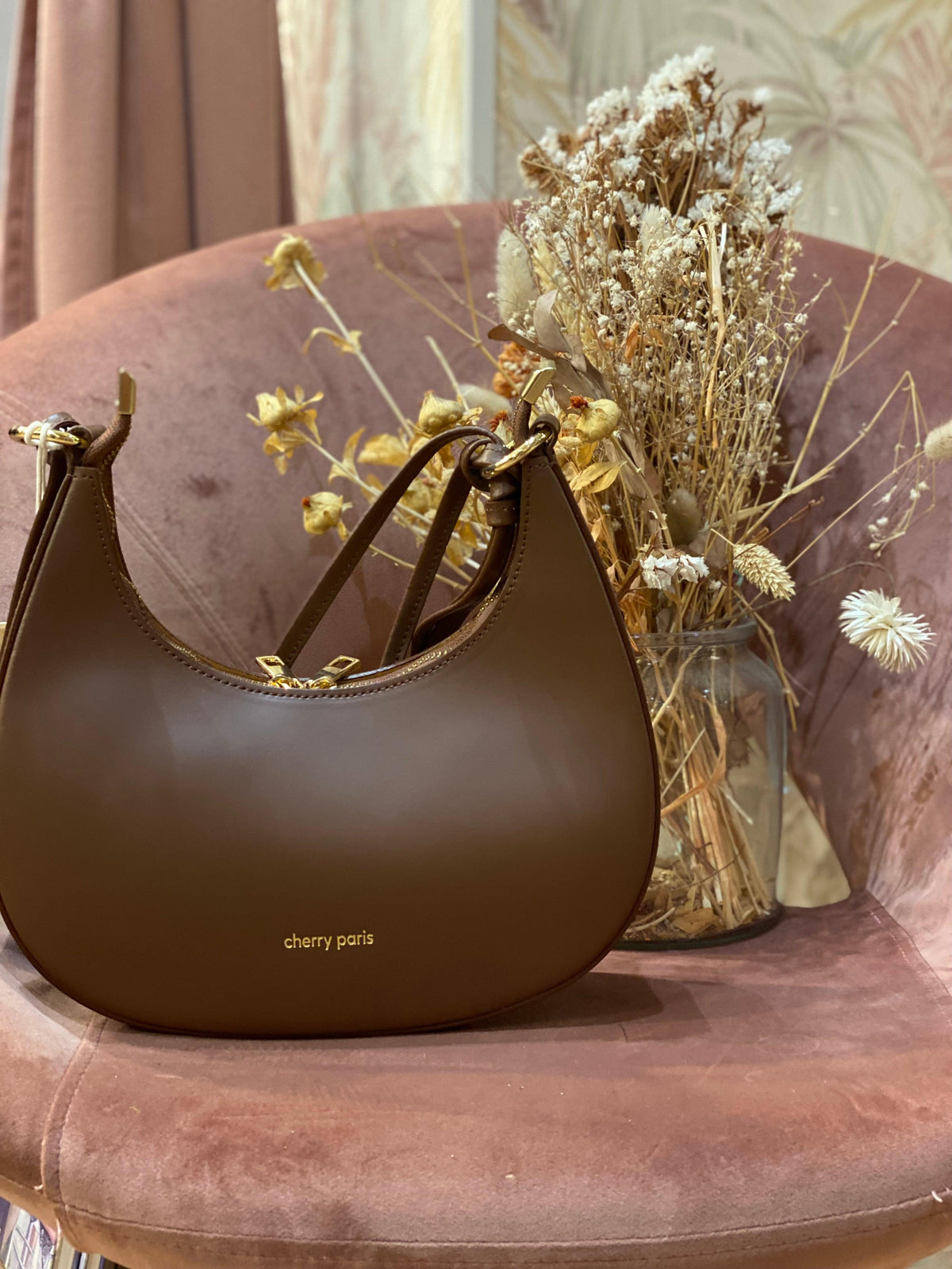 Borsa ALISSA a spalla in pelle liscia - MARRONE
