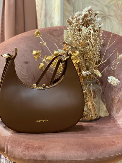 Borsa ALISSA a spalla in pelle liscia - MARRONE