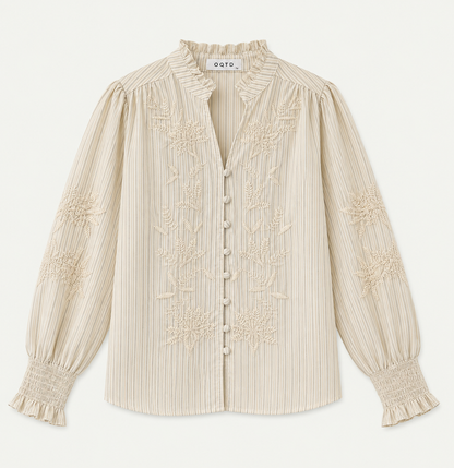 Camicia coreana con ricamo - BURRO