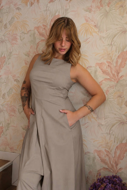 Tuta pantalone - BEIGE