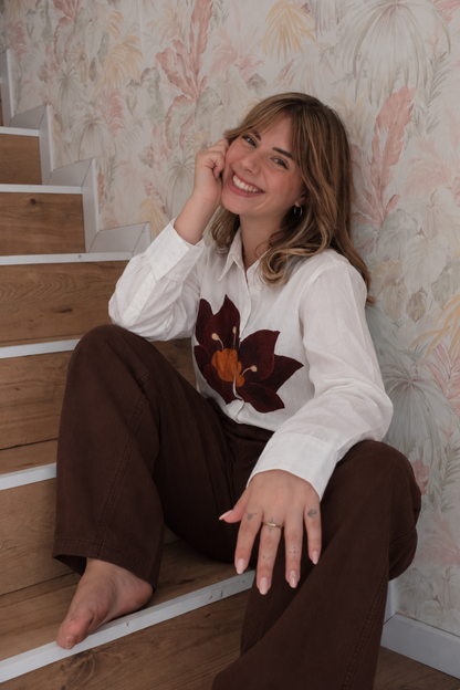 Camicia stampa fiore - BIANCO