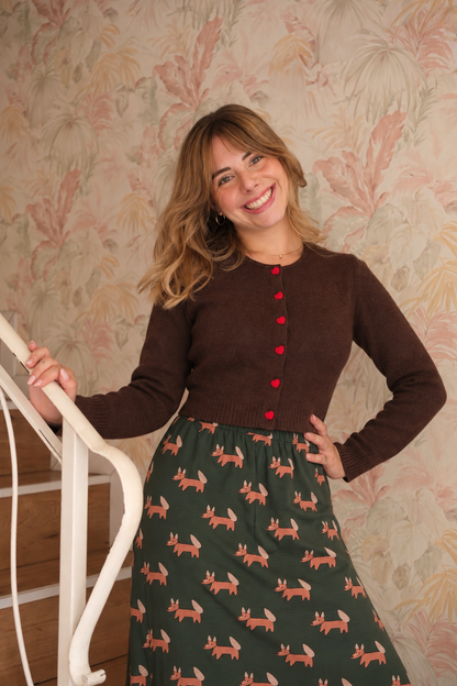 Cardigan bottoni cuore - MARRONE
