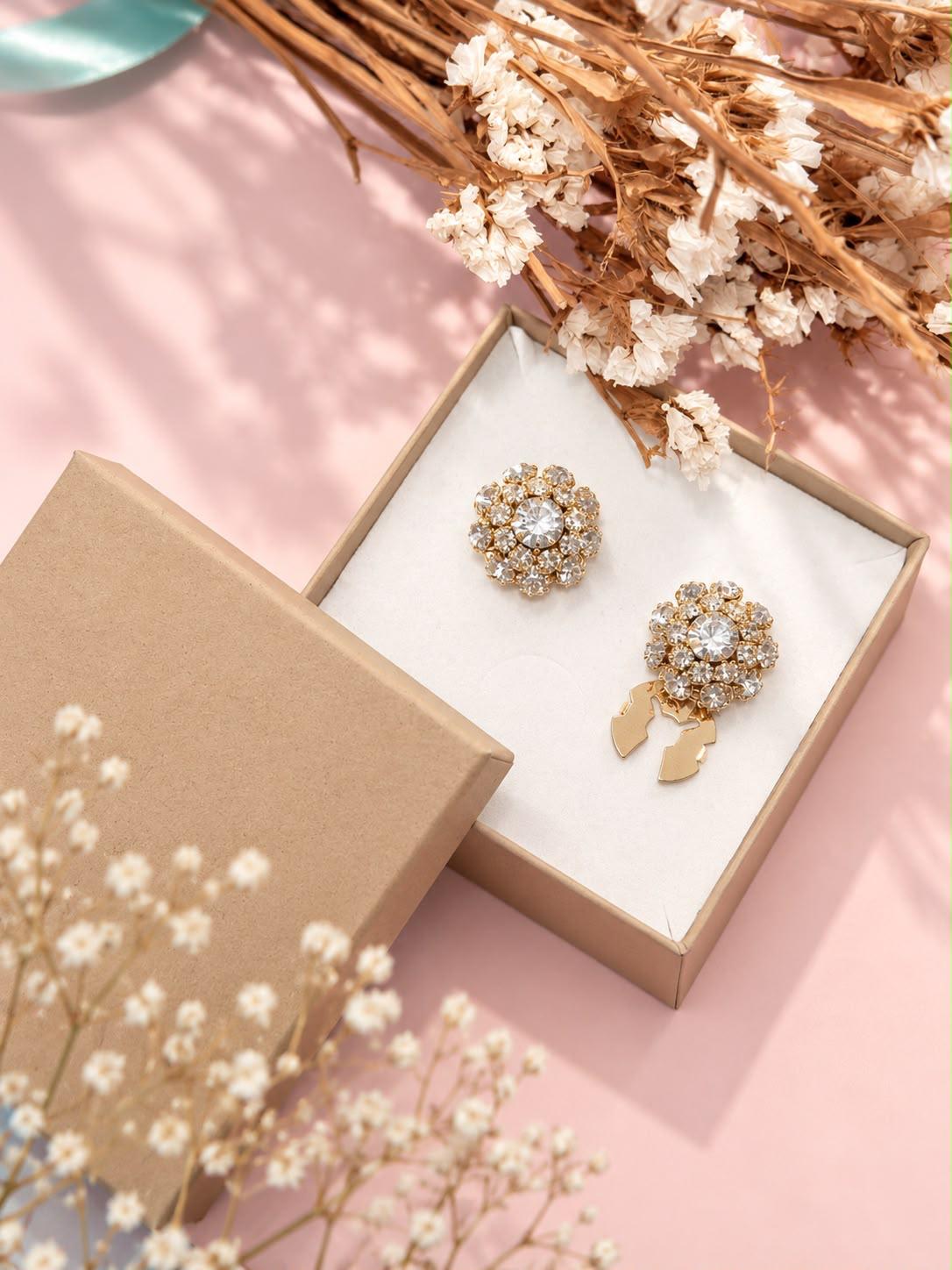 Copribottone fiore strass - ORO