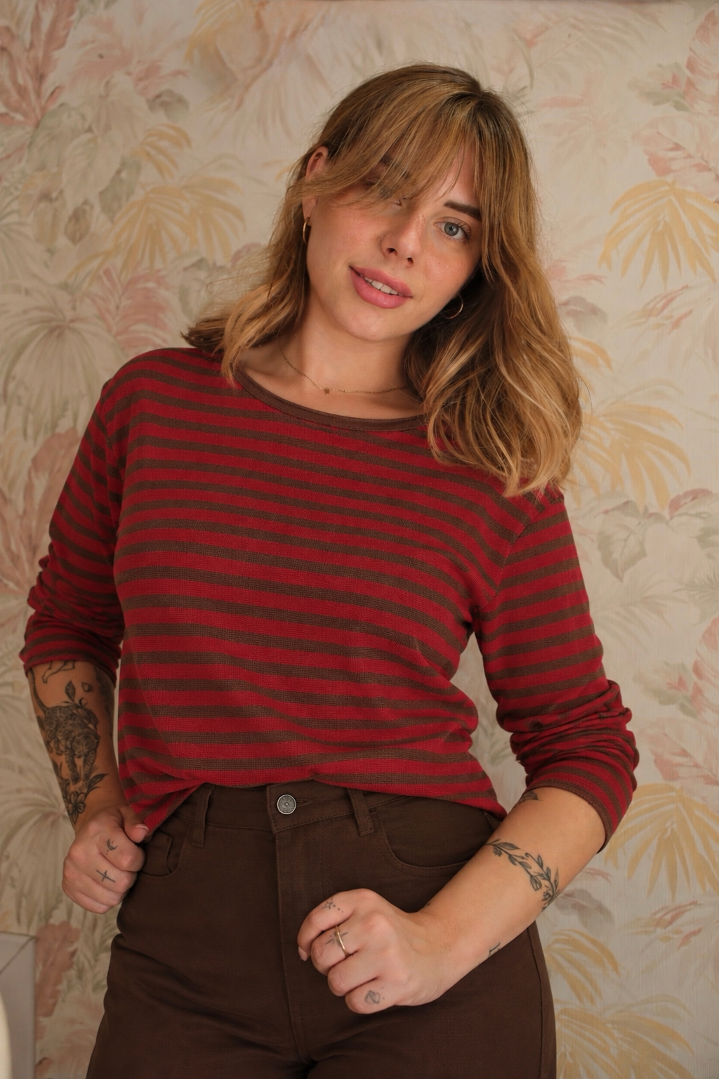 Maglione a righe - ROSSO/MARRONE