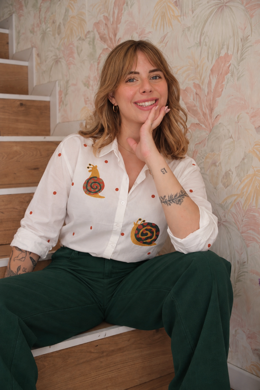 Camicia ricami lumaca - BIANCO