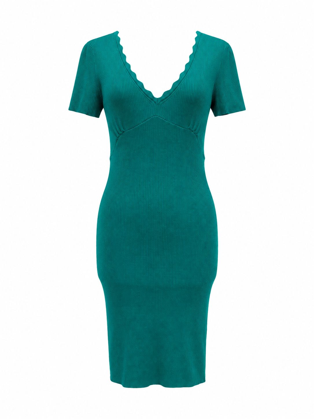 Abito aderente con scollo nuvola - VERDE